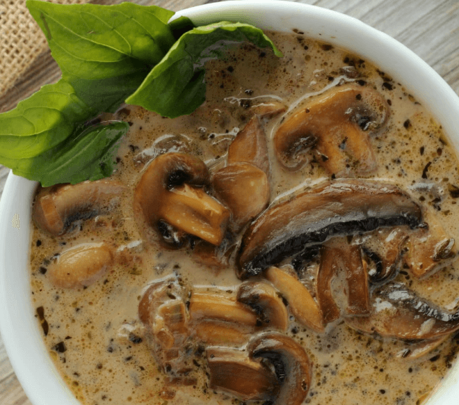 sopa de champiñones vegana sin gluten